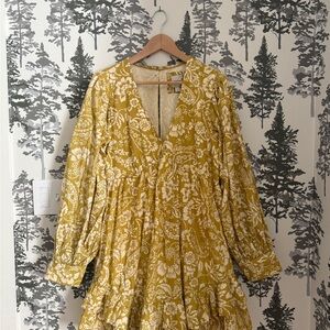 Maeve Gold and Cream Floral Dress